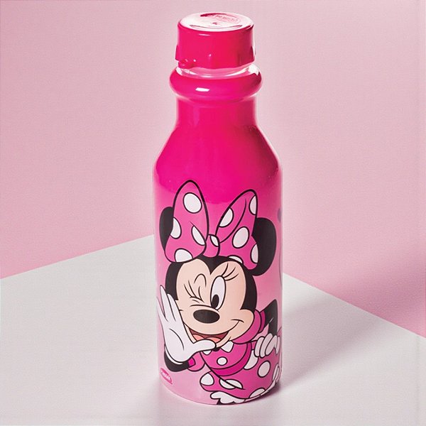 Garrafa Retrô - Minnie Mouse - Rosa - 500ml - Disney Original - 1 unidade - Plasútil
