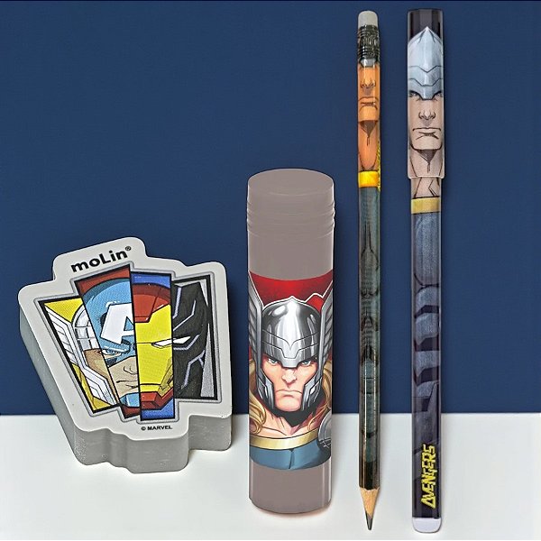 Kit Escolar - Thor - Vingadores - 4 Itens - Disney Original - 1 unidade - Molin - Rizzo