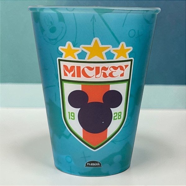 Copo de Plástico Mickey Futebol - Verde Água - 280ml - Disney Original - 1 unidade - Plasútil - Rizzo