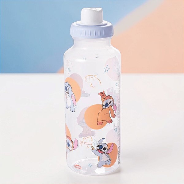 Garrafa Fun Squeeze - Stitch Capivara - 600ml - Disney Original - 1 unidade - Plasútil - Rizzo