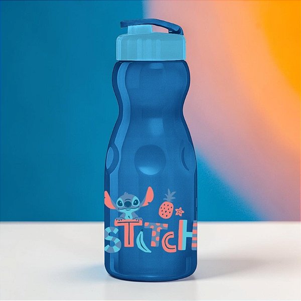 Garrafa de Plástico - Stitch - Azul - 1l - 1 unidade - Disney Original - Tiba