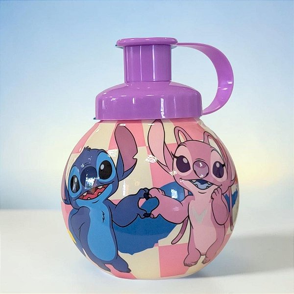 Garrafa Squeeze Bola Angel e Stitch - Roxo - 250ml - 1 unidade - Disney Original - Tiba