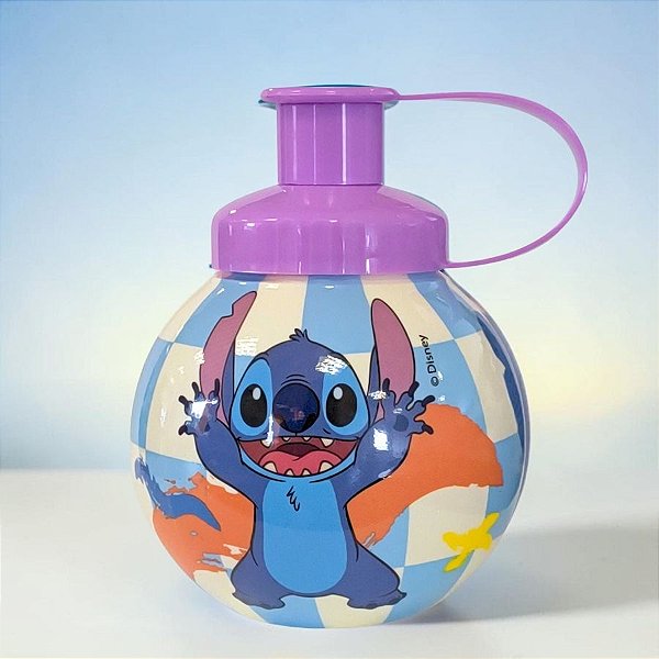 Garrafa Squeeze Bola Stitch Color - Roxo - 250ml - 1 unidade - Disney Original - Tiba