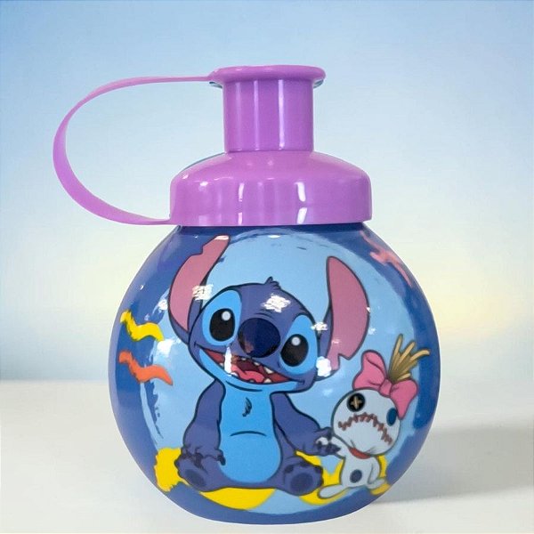 Garrafa Squeeze Bola Stitch e Xepa - Roxo - 250ml - 1 unidade - Disney Original - Tiba