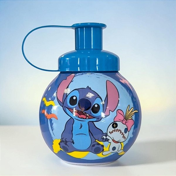 Garrafa Squeeze Bola Stitch e Xepa - Azul - 250ml - 1 unidade - Disney Original - Tiba