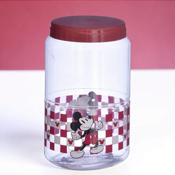 Pote de Plástico Organizador - Mickey Mouse - Vermelho - 1,6L - 1 unidade - Disney Original - Tiba