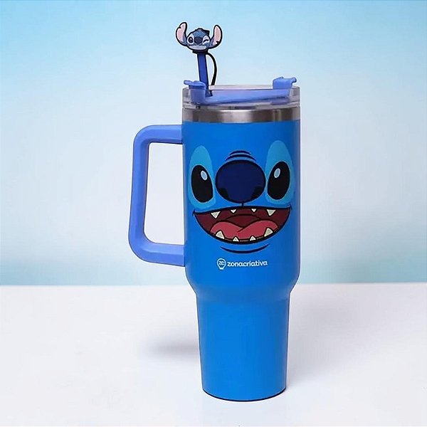 Caneca Térmica com Canudo - Stitch - 1,15l - Disney Original - 1 unidade - Zonacriativa - Rizzo