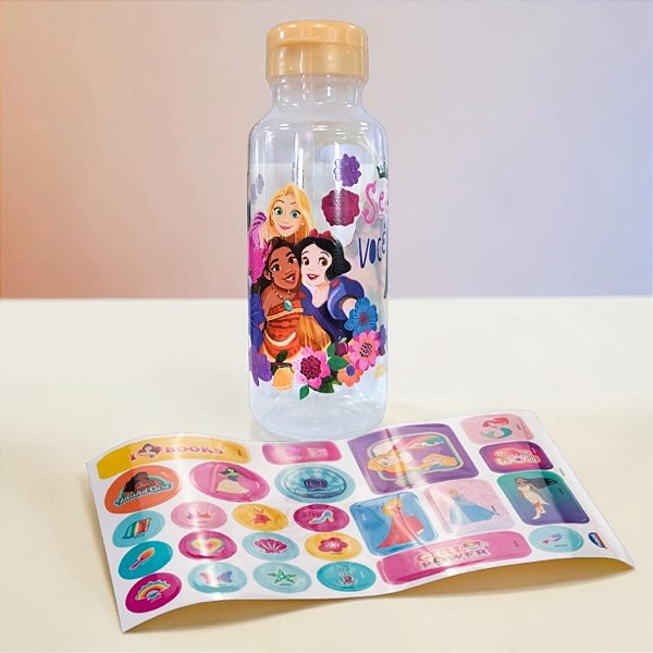 Garrafa Abre Fácil Fun - Princesas - 600ml - Disney Original - 1 unidade - Plasútil - Rizzo