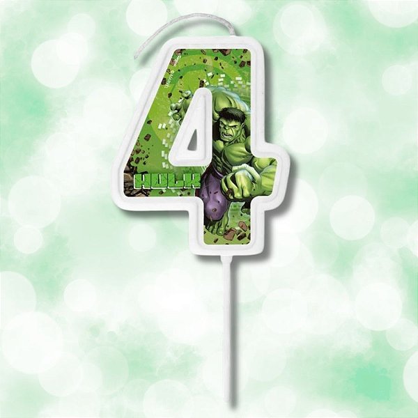 Vela Pick - Hulk Nº4 - 13cm - Disney Original - 1 unidade - Regina - Rizzo