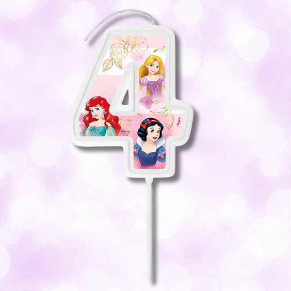 Vela Pick - Princesas Nº4 - 13cm - Disney Original - 1 unidade - Regina - Rizzo