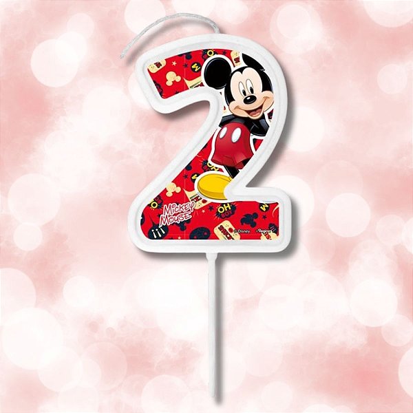 Vela Pick - Mickey Mouse Nº2 - 13cm - Disney Original - 1 unidade - Regina - Rizzo