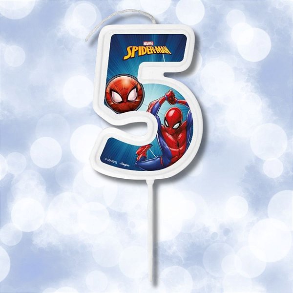 Vela Pick - Homem Aranha Nº5 - 13cm - Disney Original - 1 unidade - Regina - Rizzo
