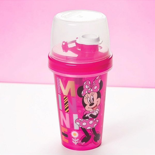 Mini Shakeira com Tampa Minnie Rosa 320ml - Disney Original - Plasútil - Rizzo