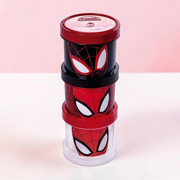 Porta Condimentos de Rosca do Homem Aranha- 150ml - 18x7cm - Disney Original - 3 unidades - Plasútil - Rizzo