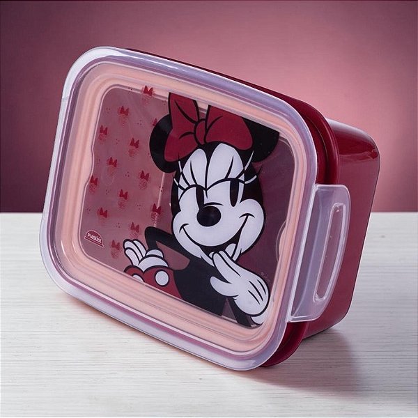 Marmita Hermética com Divisória - Minnie Mouse - 850ml - Disney Original - 1 unidade - Plasútil - Rizzo