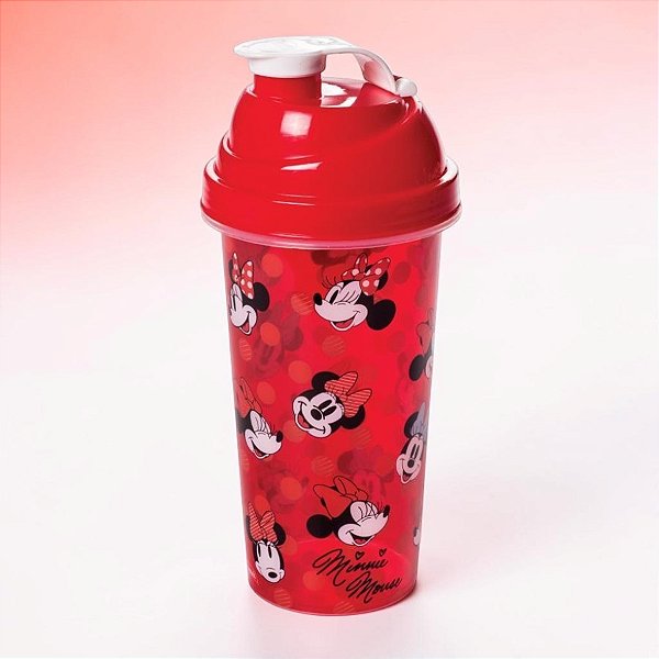 Shakeira Minnie Mouse - Vermelha - 580ml - Disney Original - 1 unidade - Plasútil - Rizzo