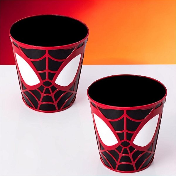 Balde de Pipoca - Homem Aranha 3D - Preto e Vermelho - 2l - Disney Original - 2 unidades - Plasútil