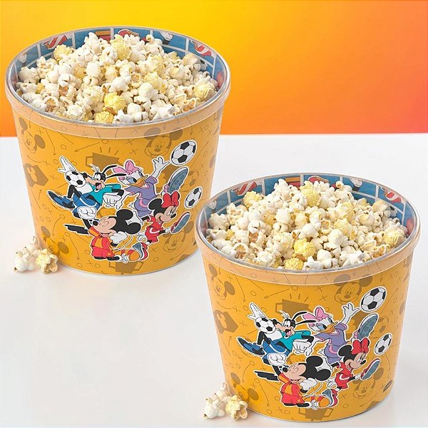 Balde de Pipoca - Mickey Futebol - 2,1L - Disney Original - 2 unidades - Plasútil