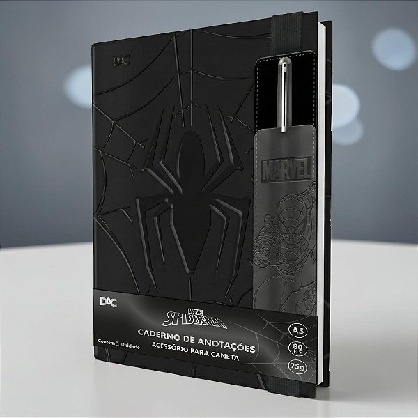 Caderno de Anotações e Acessório para Caneta - Homem Aranha - 80 Folhas - 15x21cm - Disney Original - 1 unidade - DAC -