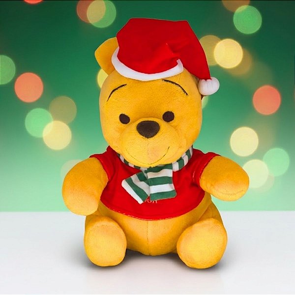 Pelúcia Ursinho Pooh de Natal - 16cm - Disney Original - 1 unidade - Cromus - Rizzo