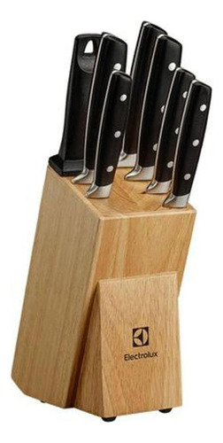 Conjunto de Facas Inox 6 Peças + Bloco de Bambu Electrolux