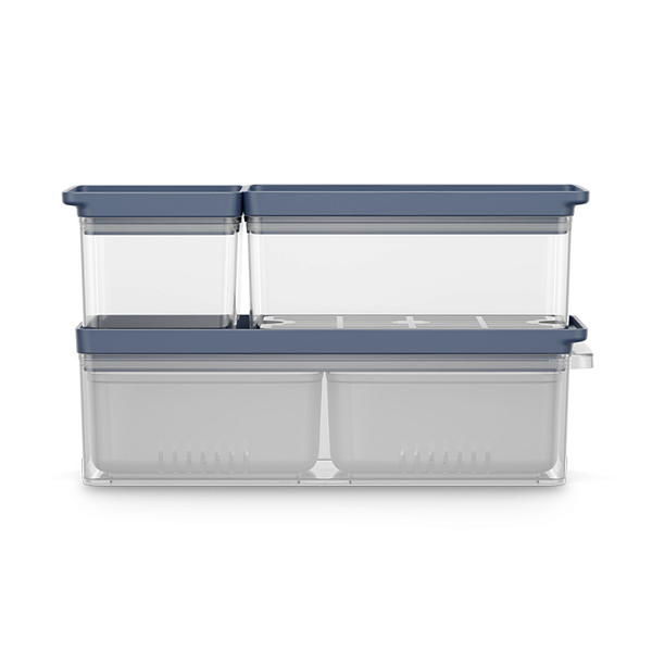 CONJUNTO DE ORGANIZADORES DE GELADEIRA ELECTROLUX 3UN EMPILHÁVEL COM ESCORREGADOR
