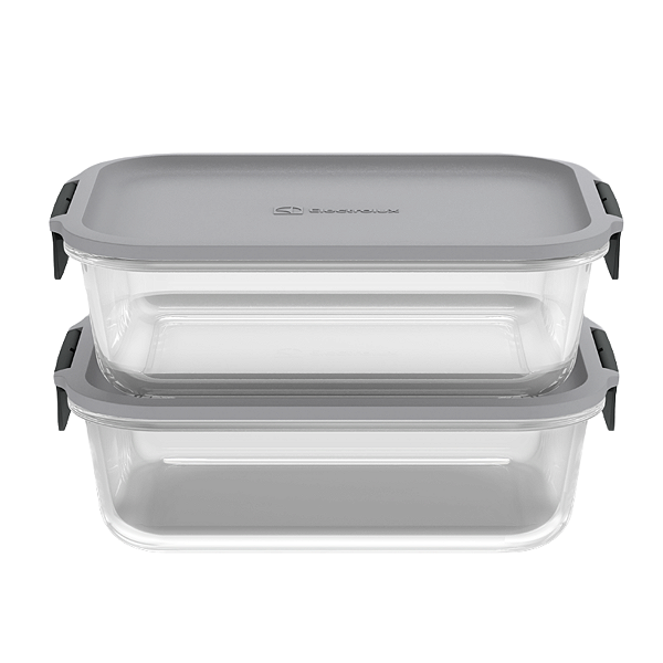 2 Potes Herméticos de Vidro 1,5L Retangular Empilháveis Electrolux