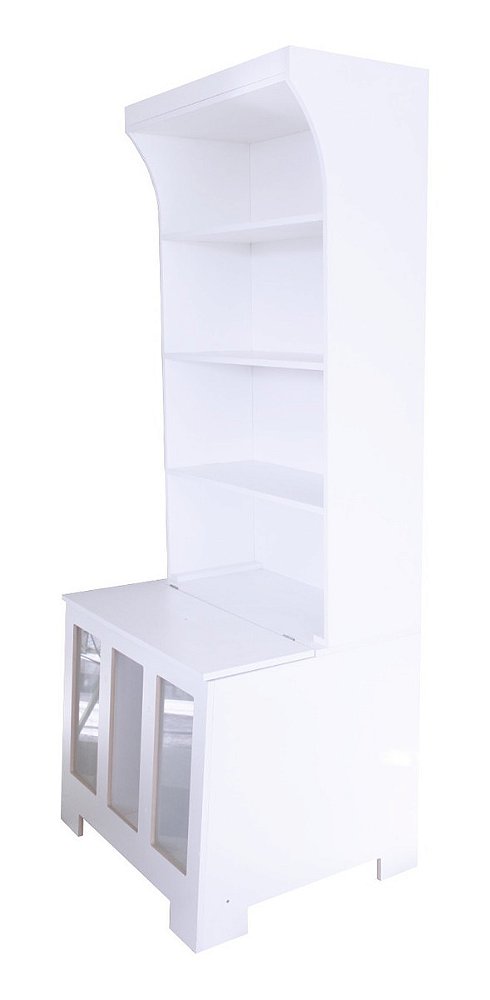 Expositor De Ração Pet Box 3 Prateleira Com Vidro Branco Cód.503