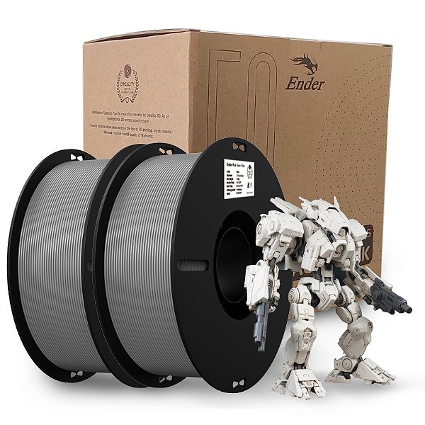 Filamento Creality para Impressoras 3D, 1,75mm, Ender PLA - Kit com 2Kgs - Cinza + Cinza
