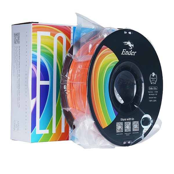 Filamento Creality para Impressoras 3D, 1,75mm, Ender PLA+ - 1KG Laranja