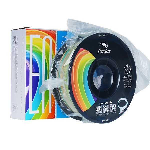 Filamento Creality para Impressoras 3D, 1,75mm, Ender PLA+ - 1KG Rainbow