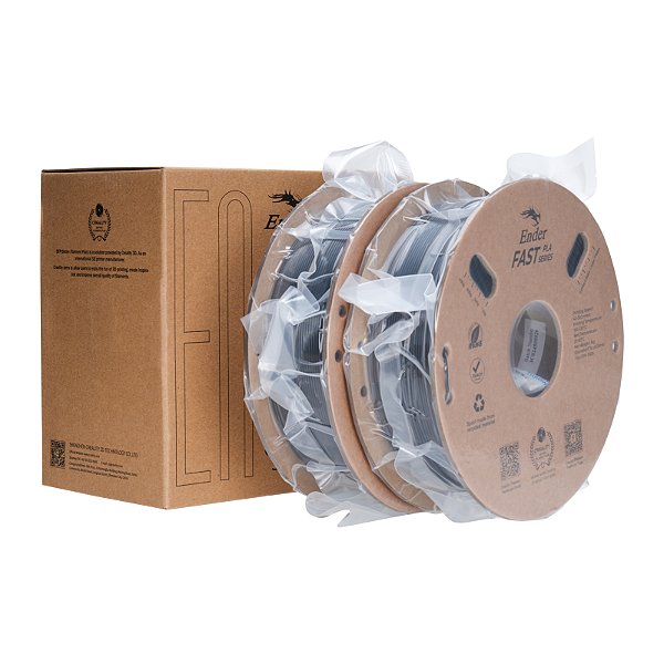 Filamento Creality para Impressoras 3D, 1,75mm, Ender Fast PLA - Kit com 2Kgs - Preto + Preto