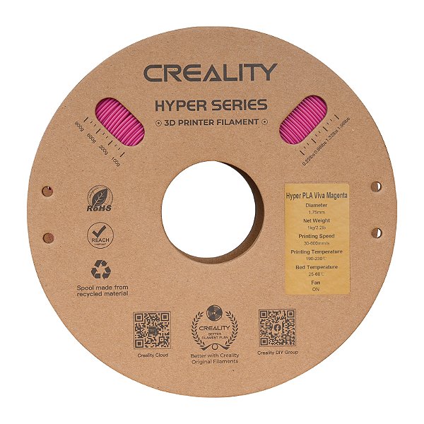 Filamento Creality para Impressoras 3D, 1,75mm, Hyper PLA - 1KG Magenta Viva