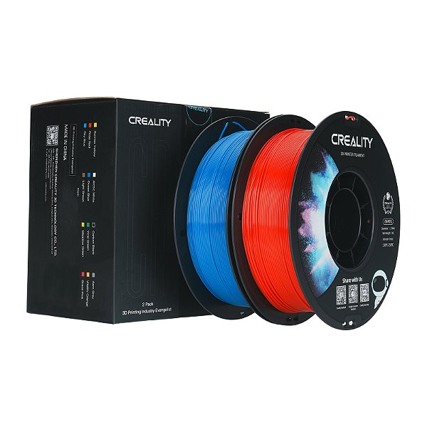 Filamento Creality para Impressoras 3D, 1,75mm, CR-PETG - Combo 2kg - Vermelho+Azul