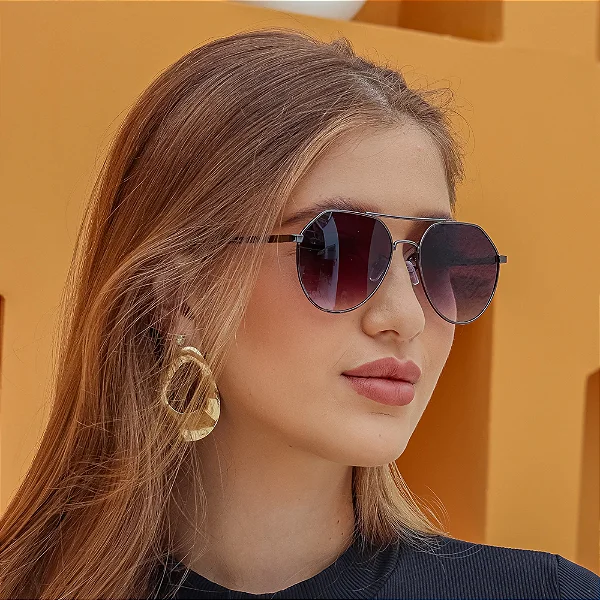 Óculos de Sol Feminino Dommus Aviador Preto Degradê