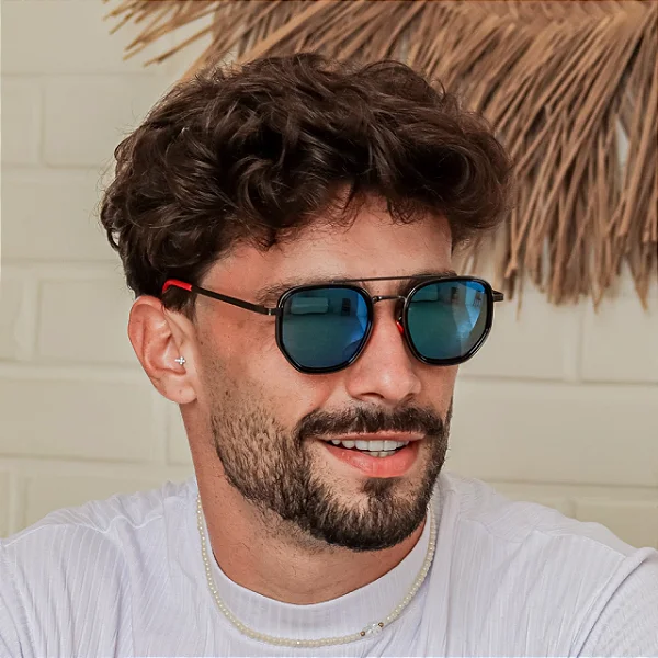 Óculos de Sol Masculino Dommus Acutis Hexagonal Azul