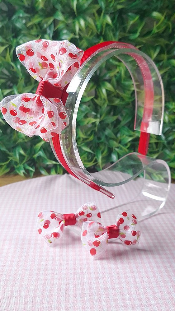 Kit Tiara Adaptável Laço Cruzado + Parzinho Gravatinha