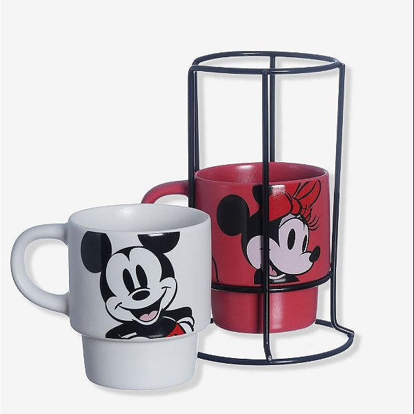 KIT CANECAS EMPILHAVEIS MICKEY MOUSE E MINNIE MOUSE