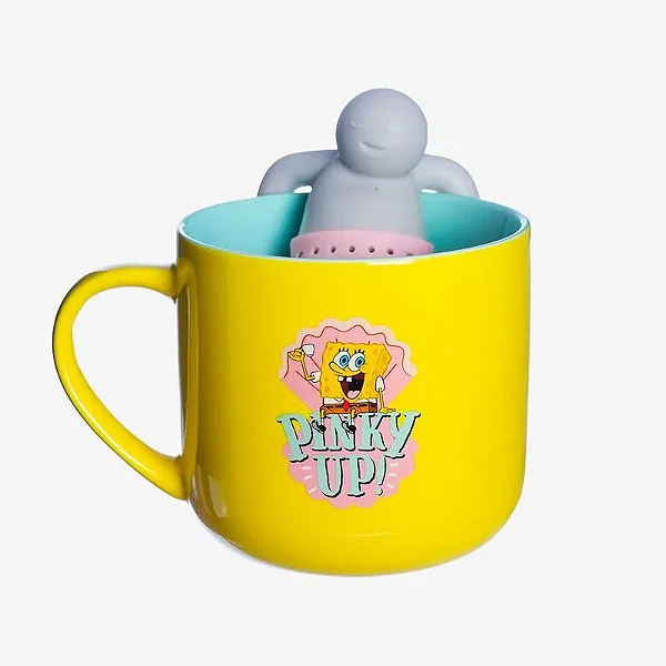 CANECA 350ML C/INFUSOR P/ CHA BOB ESPONJA PINKY UP