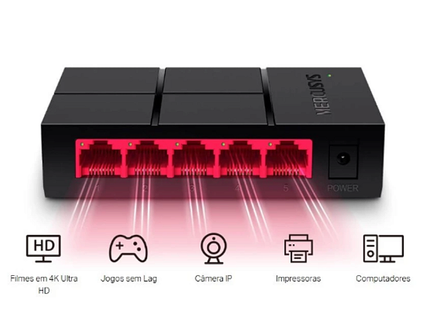 Switch de Mesa Mercusys 5 Portas 10/100/1000 Mbps MS105G(EU)