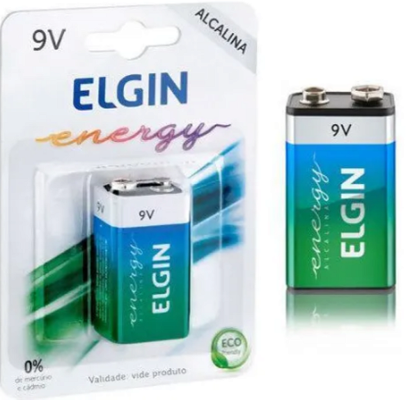 Bateria Elgin Alcalina 6LR61 9V - Unidade