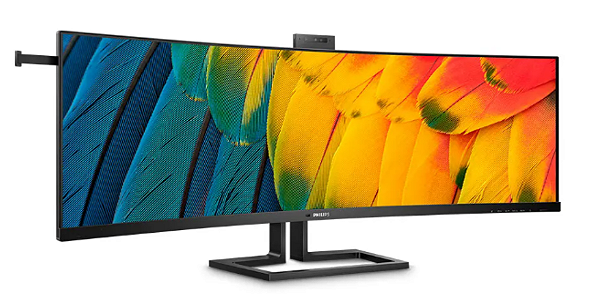 Monitor Philips 45" Ultra-Wide Curvo com Hello Web Cam e USB-C - 45B1U6900CH Preto
