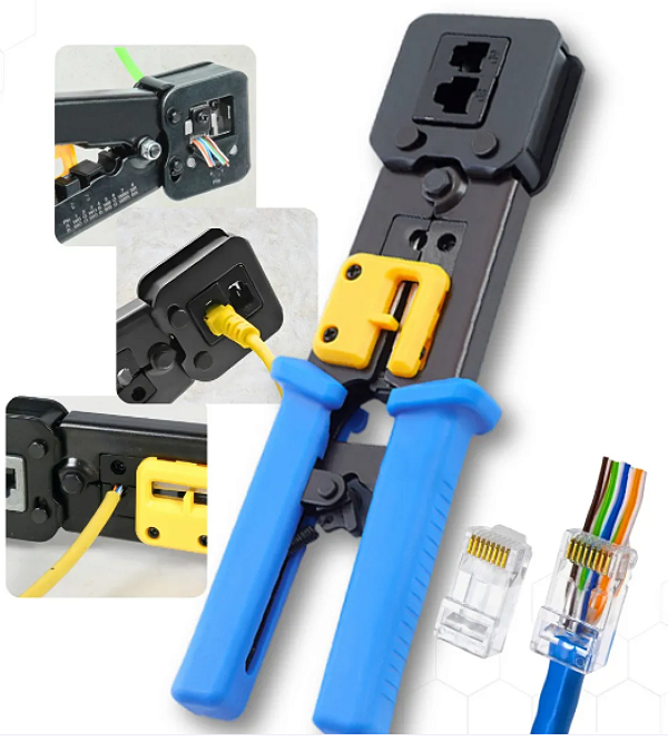 ALICATE CRIMPADOR Rj45 Rj11 Rj12 CABO REDE CONECTOR VAZADO