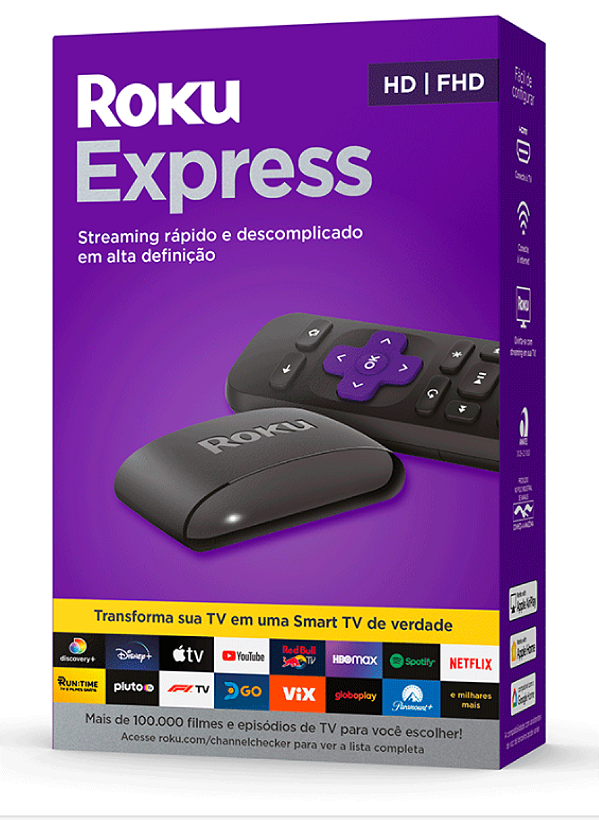 Roku Express, Dispositivo de Streaming para TV HD/Full HD