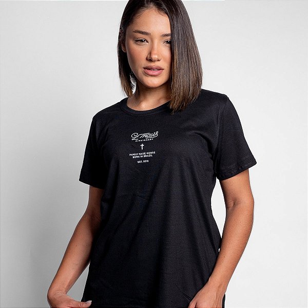 CAMISETA FEMININA EMAÚS (BLACK)