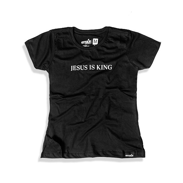 CAMISETA FEMININA JESUS IS KING BLACK