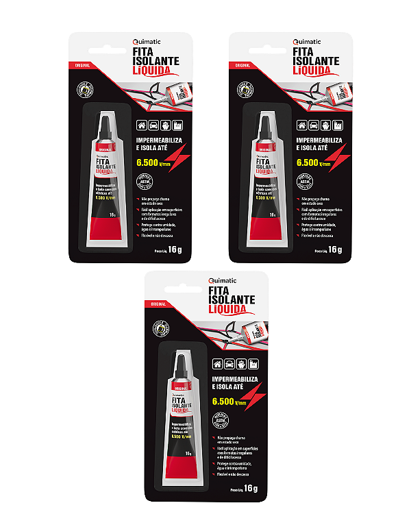Kit Fita Isolante Liquida Bisnaga (Preta) 16g - Quimatic
