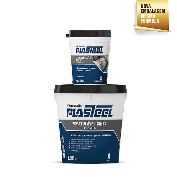 Plasteel Cerâmico Espatulável 5:1 (CINZA) 1,650 kg