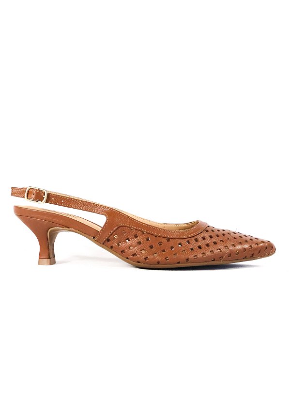 SCARPIN EM COURO KATIA CARAMELO