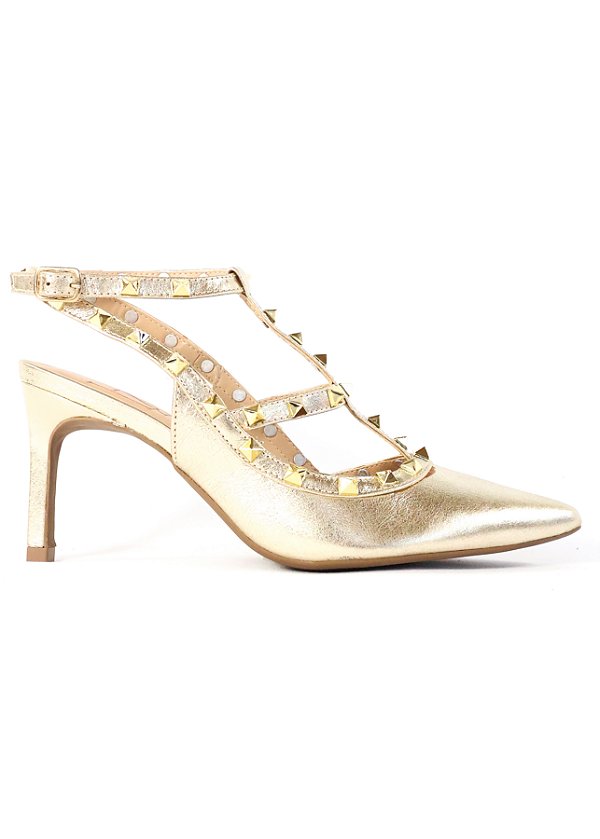 SCARPIN EM COURO ZARA DOURADO